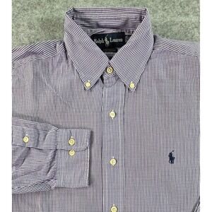 Ralph Lauren Yarmouth Button Down Dress Shirt-Size 15 1/2 x 32/33-Purple Gingham